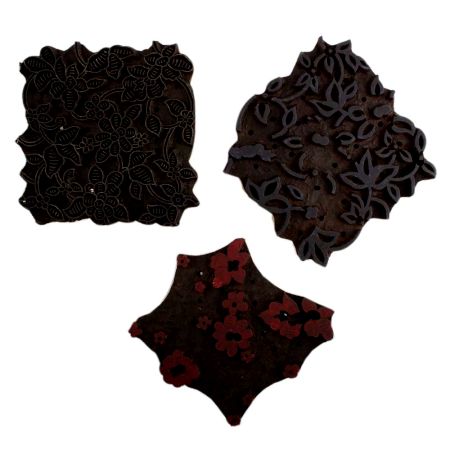 Set of 3 Piece New Wooden Printing Block